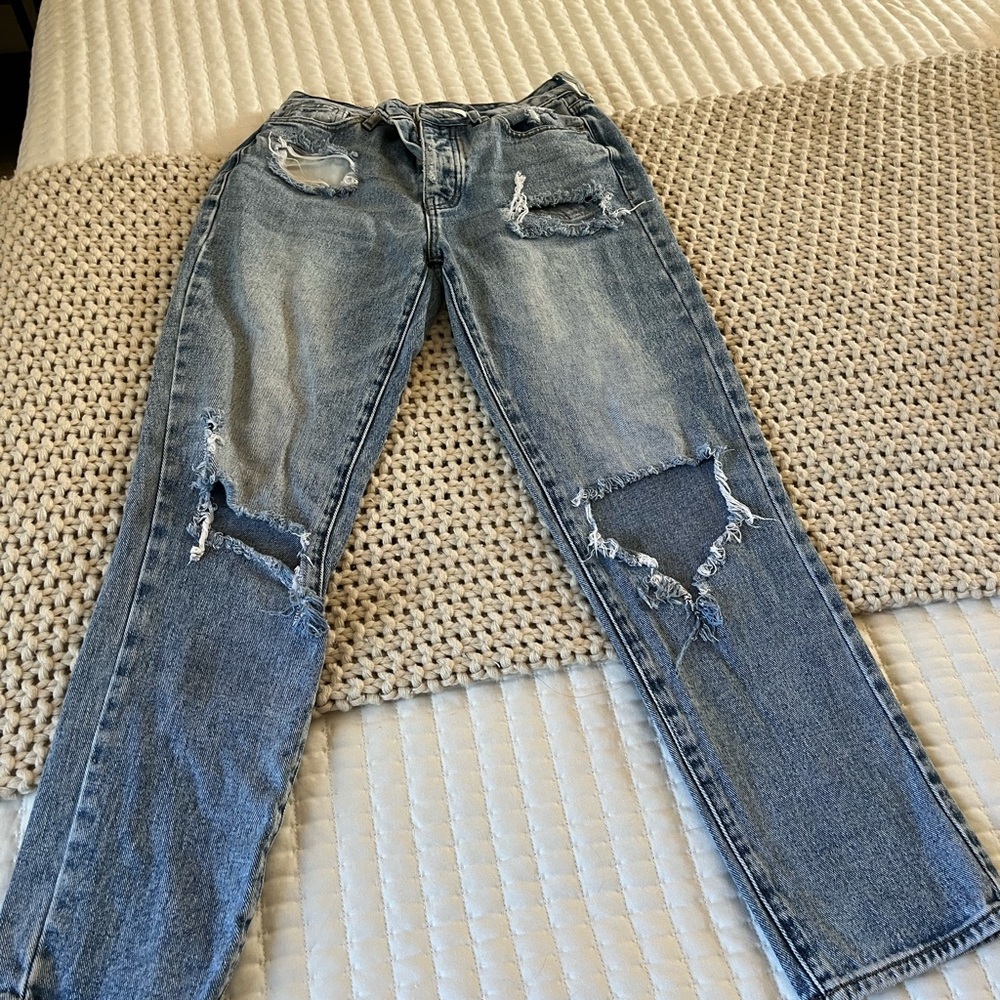 PacSun Light Blue Distressed Mom Jeans